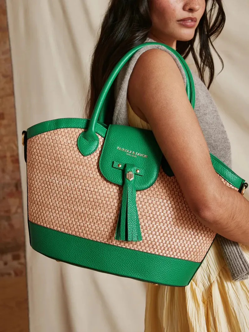 Fairfax and Favor Windsor Basket Bag - Clover Green-5