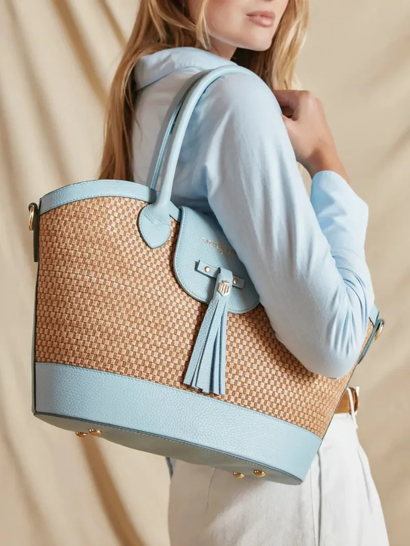 Fairfax and Favor Stockist Exclusive Windsor Basket Bag - Sky Blue-4